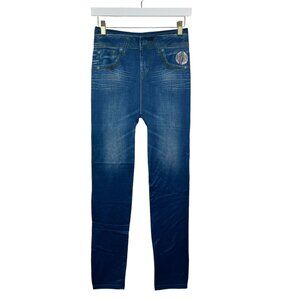 Womens Small Jean Jeggings Blue Stretch Pants Printed Denim Skinny Casual